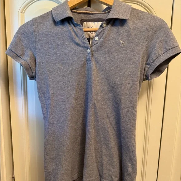 Abercrombie & Fitch Heather Gray Polo, A&F Y2K Millennial fashion - Picture 2 of 7
